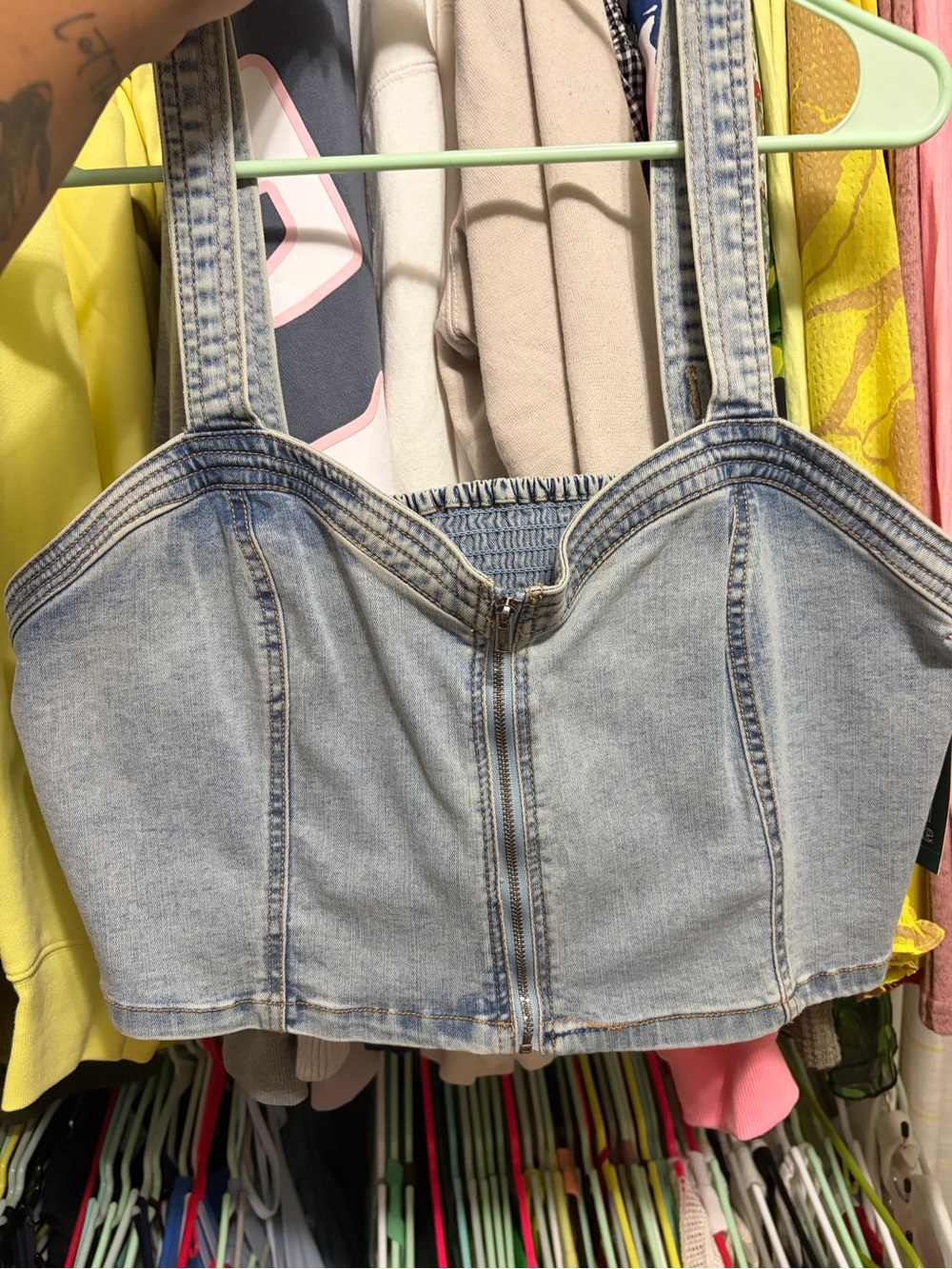 wild fable Light Wash Denim Crop Bustier Top